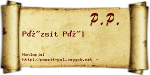 Pázsit Pál névjegykártya